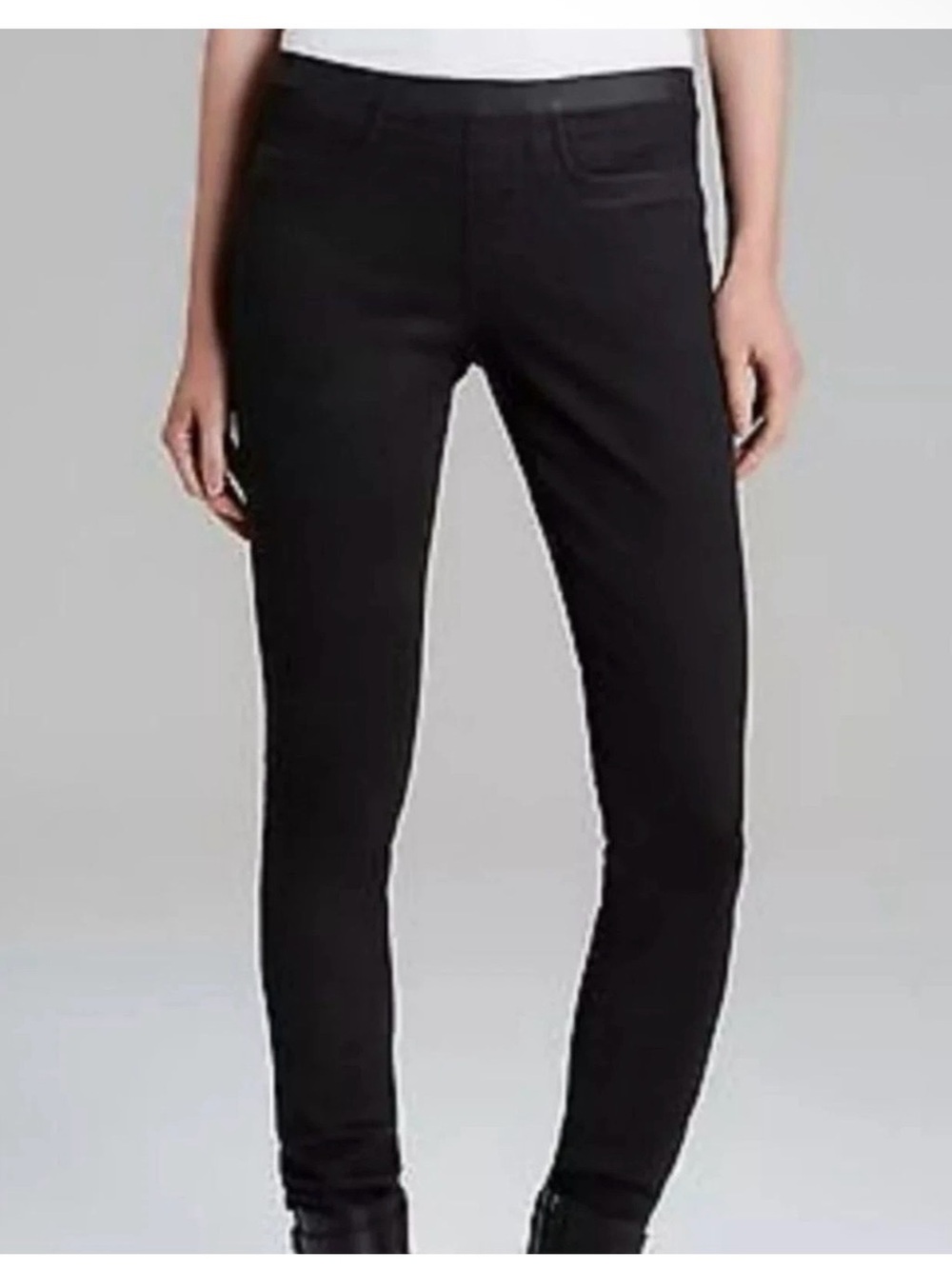 Helmut Lang Mortar Pull-On Coated Skinny Jeans Sz 27 Black